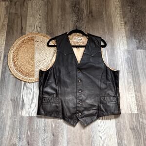 OAKRIDGE BY SCULLY Vtg Leather Western Mens Vest